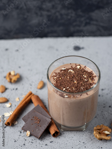 Milk Chocolate smoothie with cocoa nuts cinnamon
