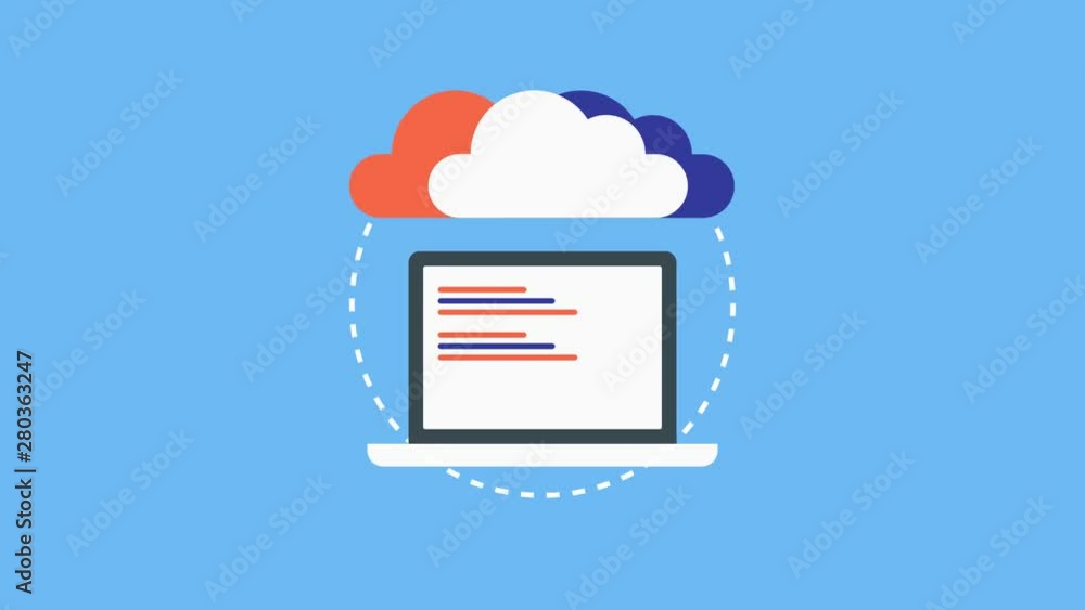 Simple animated concept of cloud data computing, video clip. Stock ...