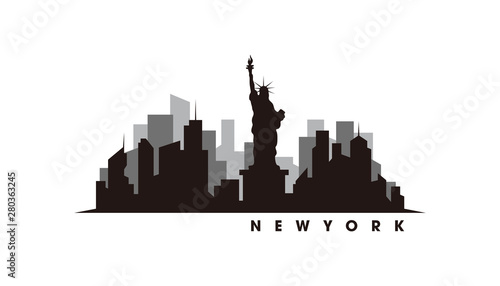 New York skyline and landmarks silhouette vector