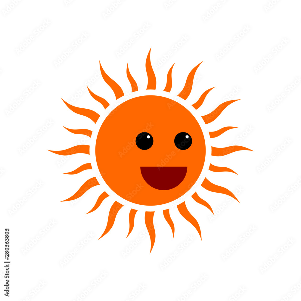 Sunny cartoon vector. Sunny weather icon concept illustration. Isolated on white background Sunny cartoon vector. Sunny weather icon concept illustration. Isolated on white background