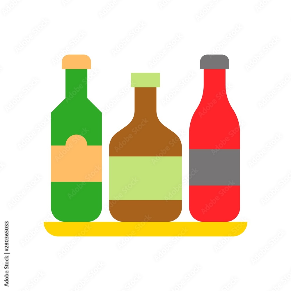 drink and beverage storage bottle with lid flat design icon. drink and beverage storage bottle with lid flat design icon.