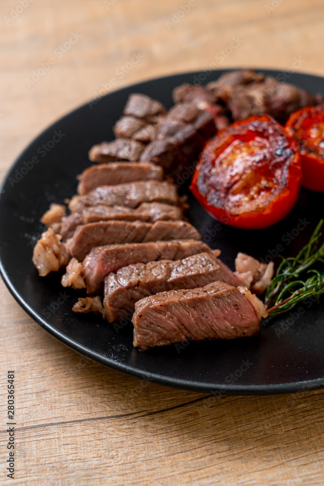 Grilled medium rare beef steak Grilled medium rare beef steak