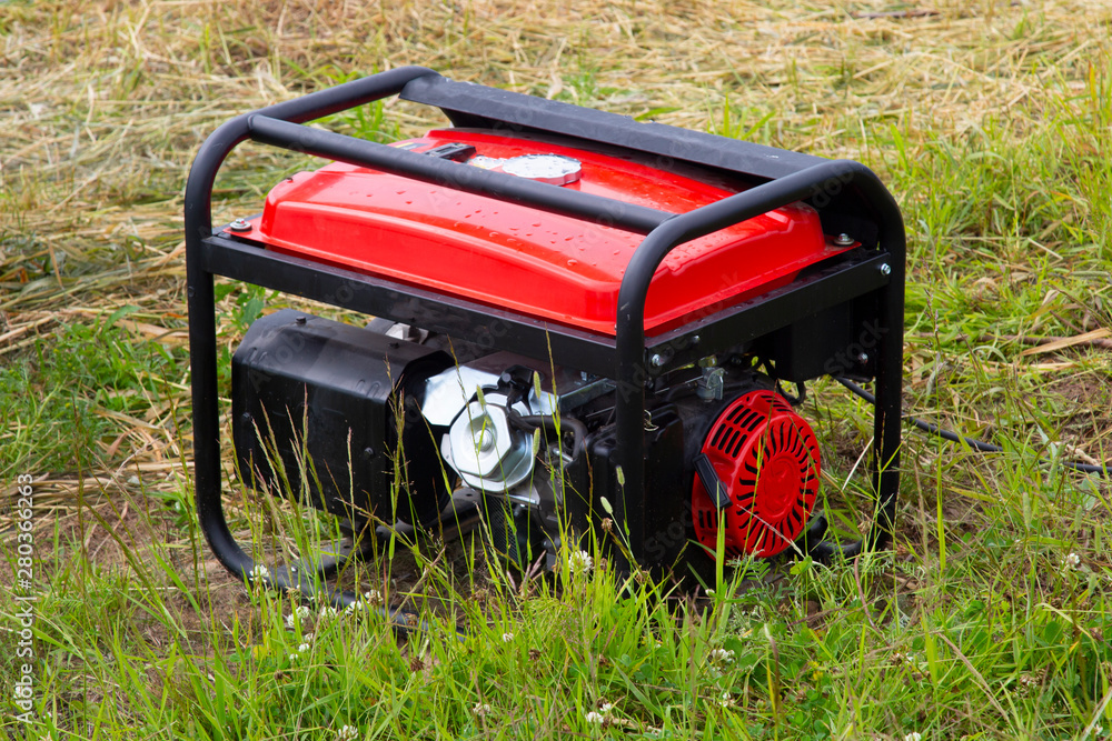 Fototapeta premium A gasoline generator is used in the forest to generate electricity.