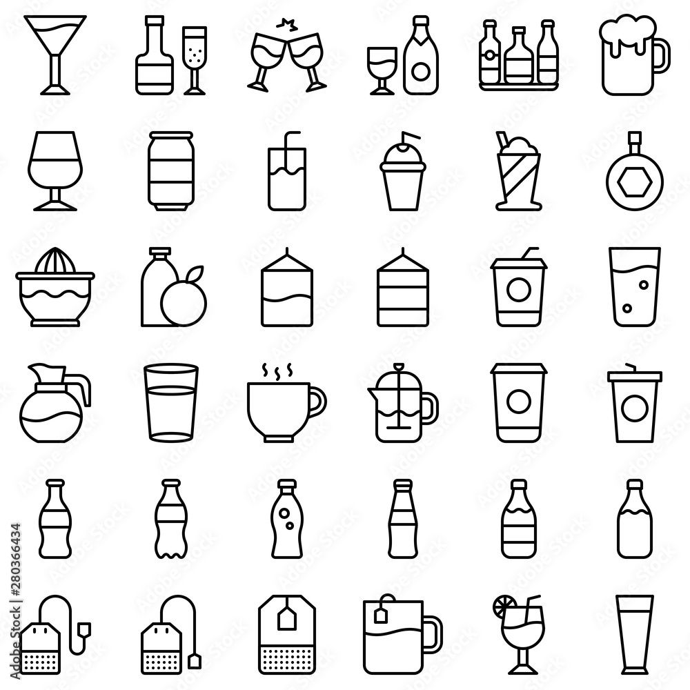 drink and beverage, outline design icon editable line