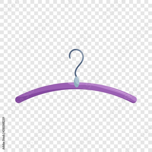 Purple coat hanger icon. Cartoon illustration of purple coat hanger vector icon for web