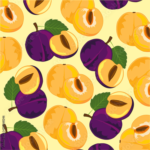 Vector illustration of the decorative background from fruit plum