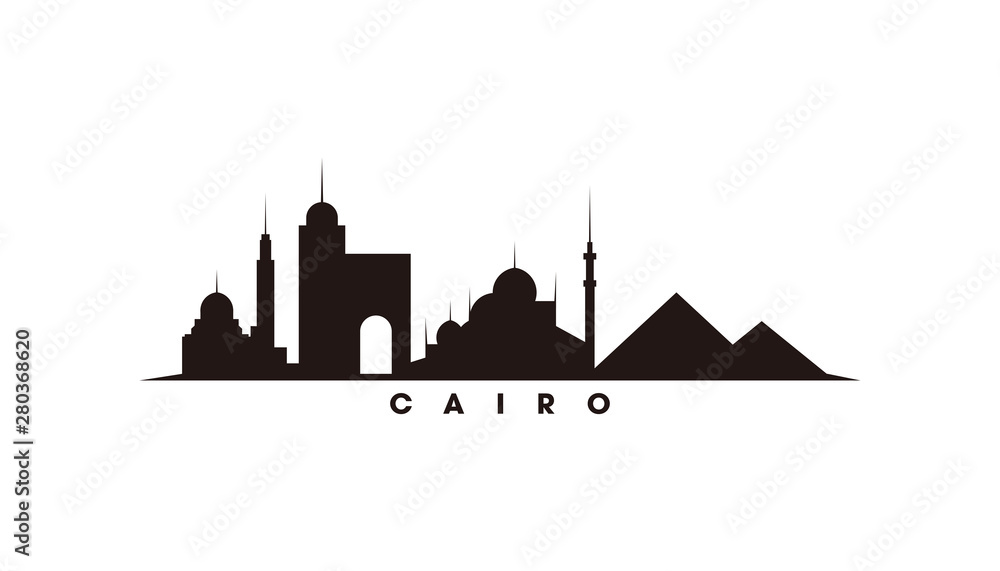 Cairo Egypt skyline and landmarks silhouette vector