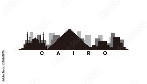 Cairo Egypt skyline and landmarks silhouette vector