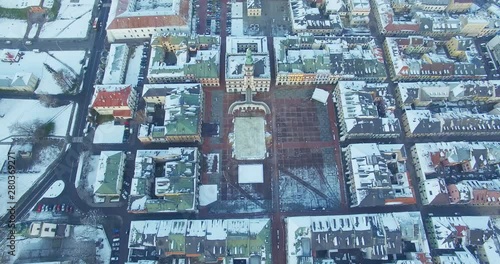 Wallpaper Mural Winter aerial drone view of small town in 4K Torontodigital.ca