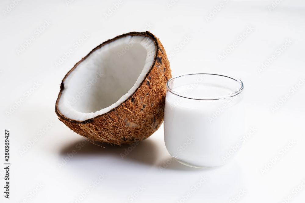 Coconut with hard shell and coconut milk Coconut with hard shell and coconut milk