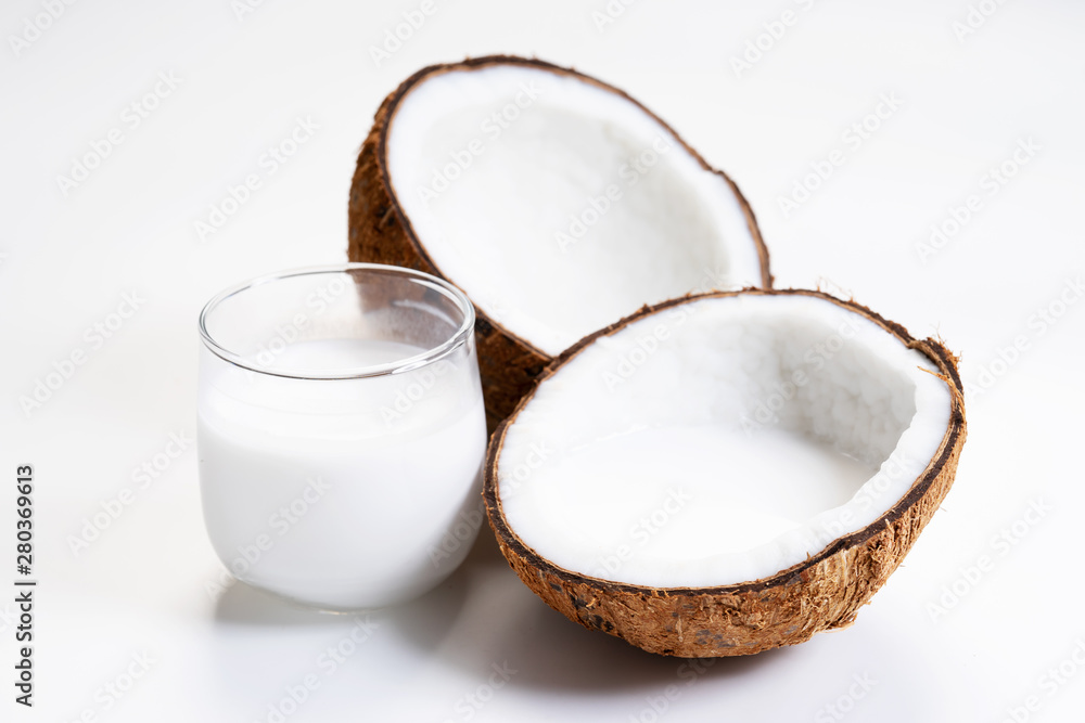 Coconut with hard shell and coconut milk Coconut with hard shell and coconut milk