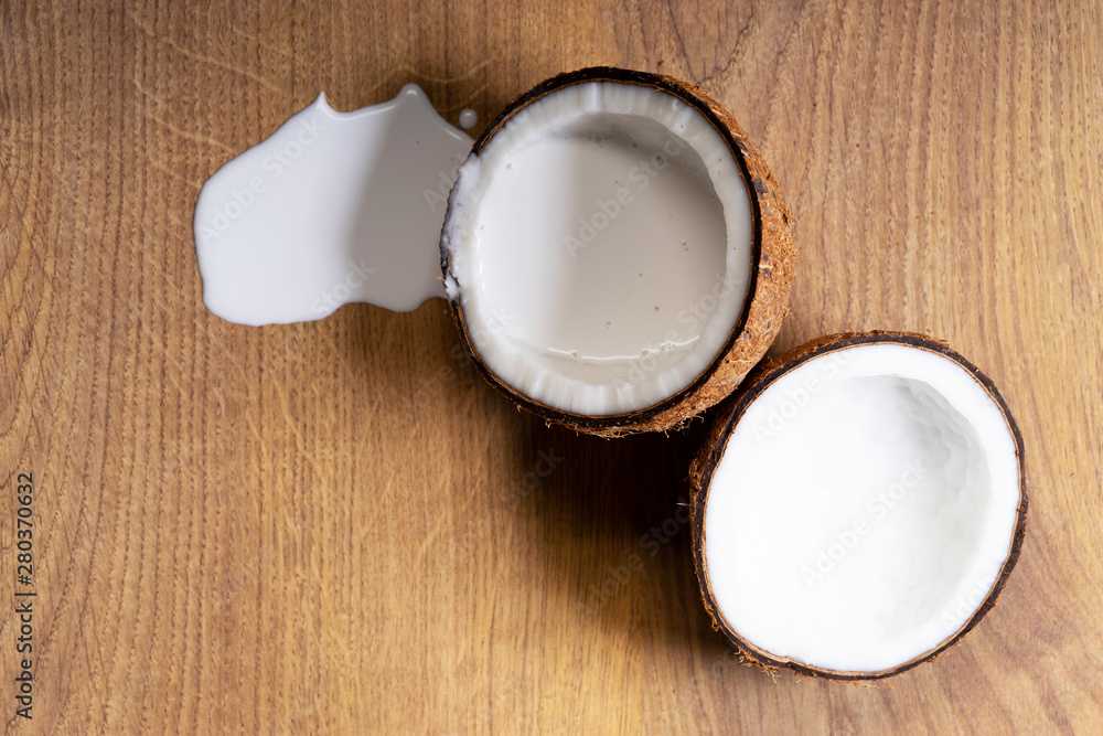 Coconut with hard shell and coconut milk Coconut with hard shell and coconut milk