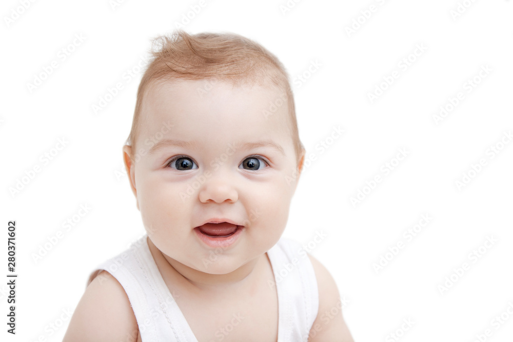 Portrait of a smiling child isolated on white