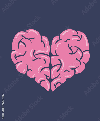 Brain Heart Shape Illustration