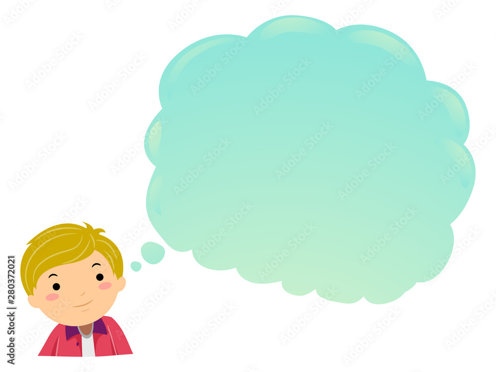 Stickman Teen Guy Thinking Cloud Illustration Stickman Teen Guy Thinking Cloud Illustration