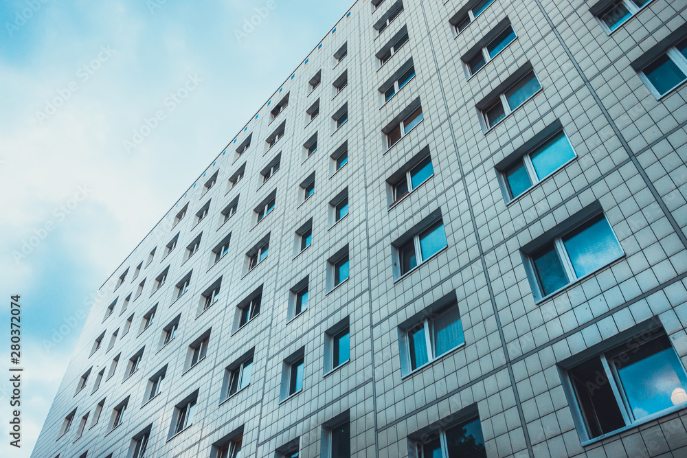 plattenbau building at east berlin, germany