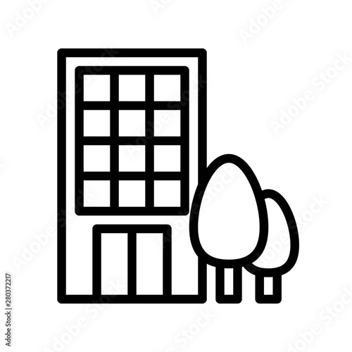 residential house property exterior view building editable outline icon.