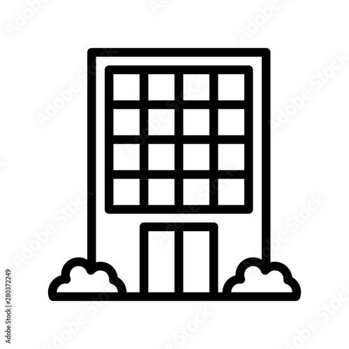 residential house property exterior view building editable outline icon.