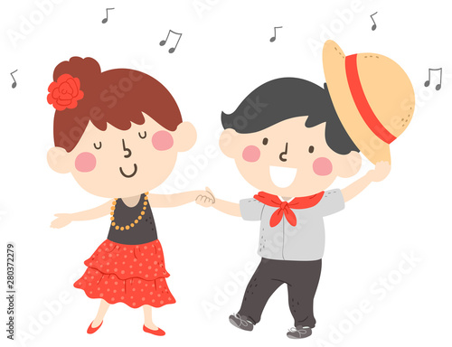 Kids Dance National Hispanic Heritage Illustration