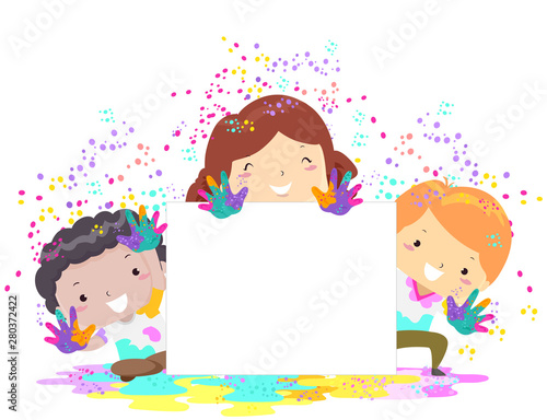 Kids Holi Powder Board Illu...