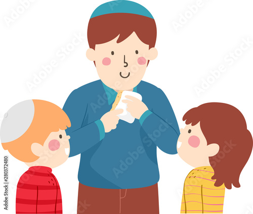 Canvas-taulu Kids Jewish Passover Afikoman Illustration