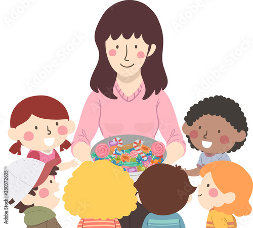 Kids Receive Treats From Te...