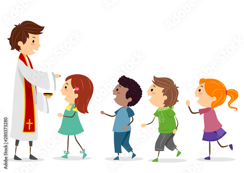 Stickman Kids Priest Ash Wednesday Illustration