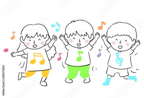 Kids Sing Dance Illustration