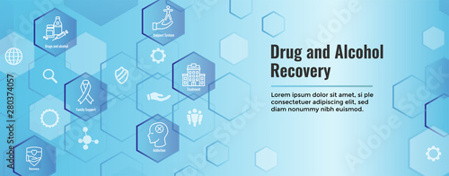 Drug and Alcohol Dependency Icon Set & Web Header Banner