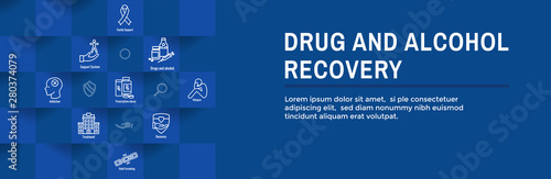 Drug and Alcohol Dependency Icon Set & Web Header Banner