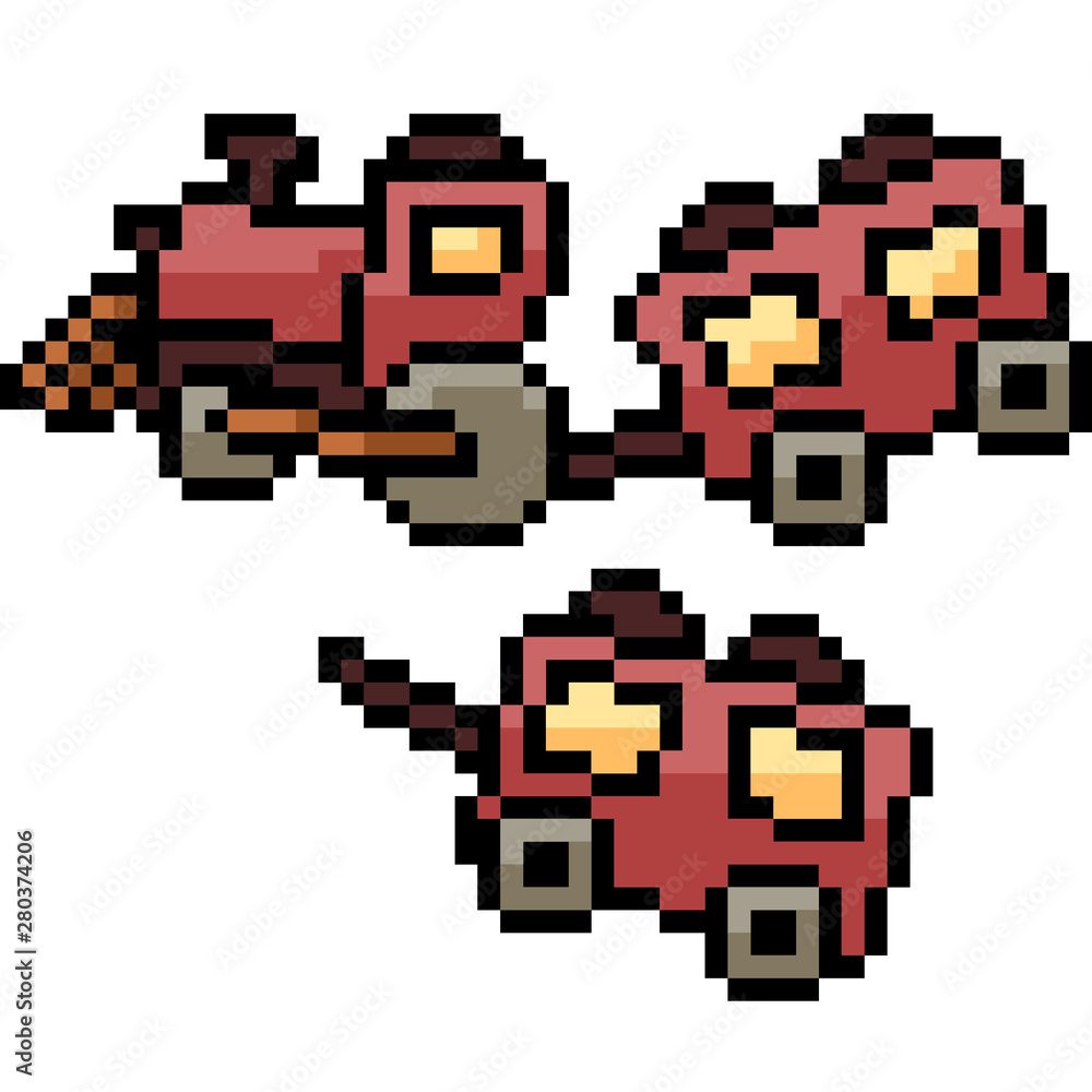Obraz premium vector pixel art train toy