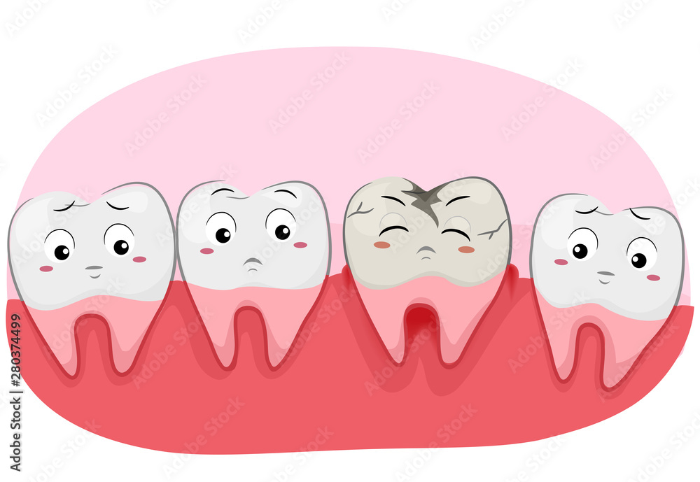 Obraz premium Teeth Mascot Tooth Decay Illustration