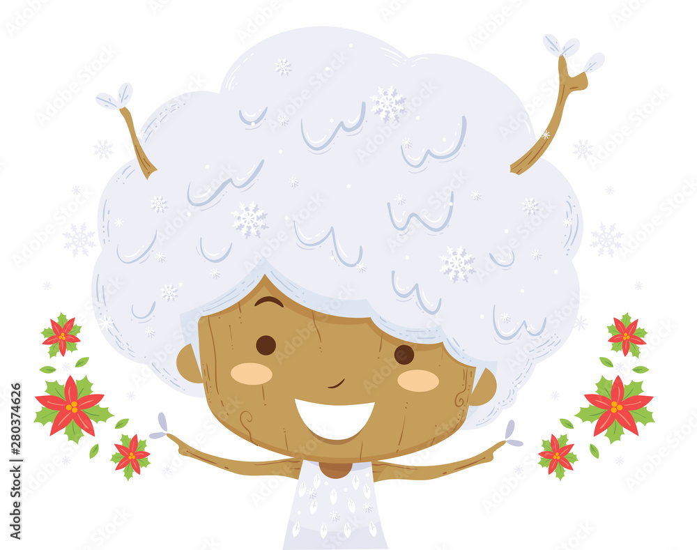 Kid Tree Season Winter Illustration Kid Tree Season Winter Illustration