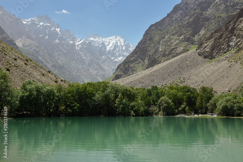 View on Lake in Jizeu Valle in the Pamirs mountains, Tajikistan. photo