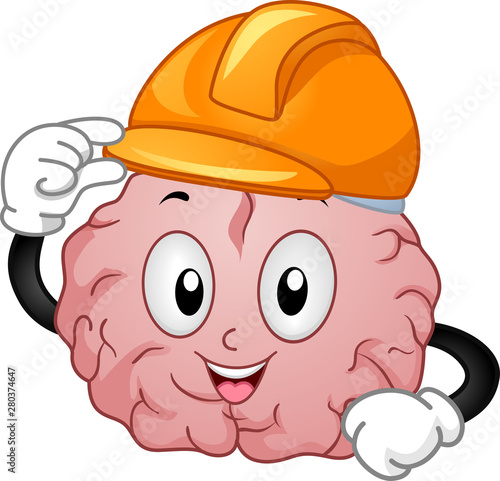 Brain Mascot Building Illustration