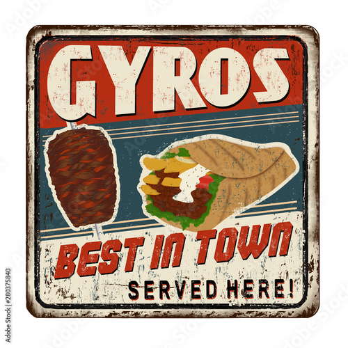 Gyros vintage rusty metal sign