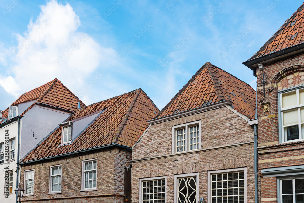 facade of houses in fortified city Grave, The Netherlands