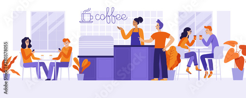 Vector illustration in simple flat style with characters