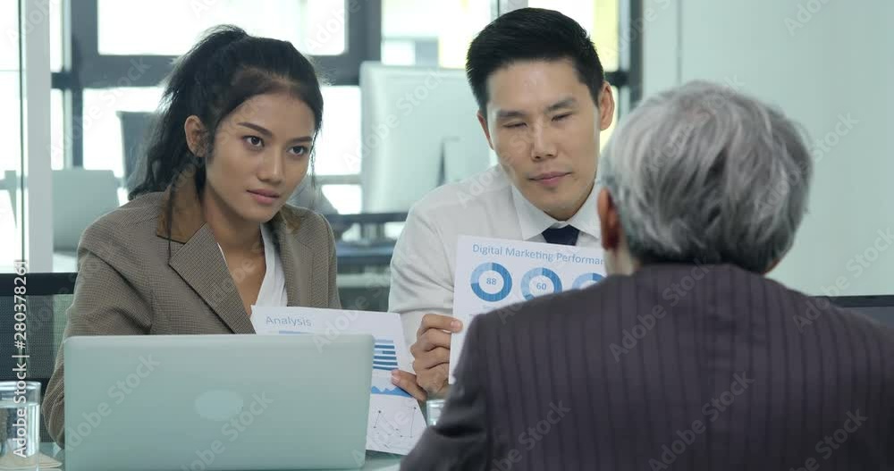 Group of Business People Talking to Project Business Together. Business and Finance Concept.