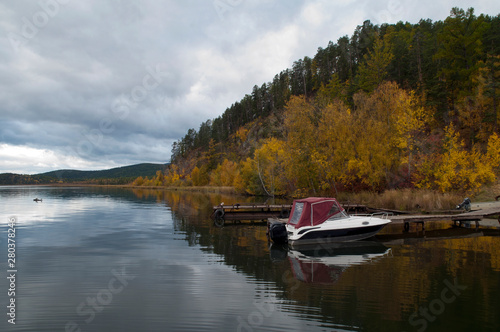 Lake Baikal Russia,  wharf on the shore of Chivyrkuysky Bay photo