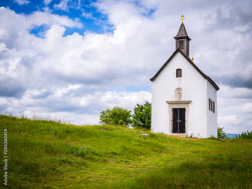 Chapel on a green hill in Burgenland Austria