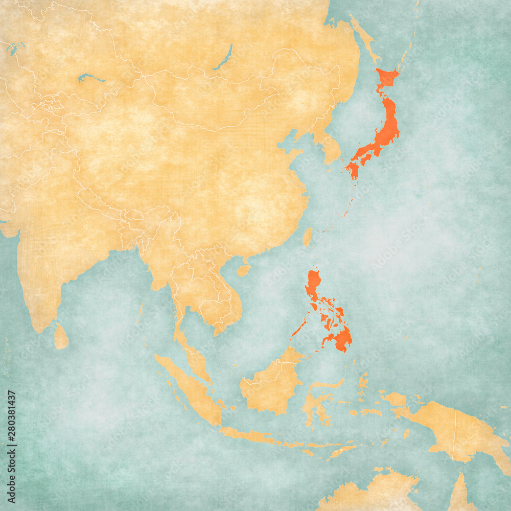 Map of East Asia - Japan and Philippines Map of East Asia - Japan and Philippines