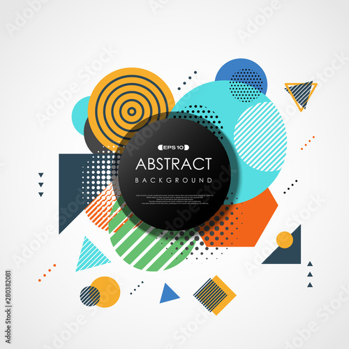 Abstract trendy colorful geometric pattern cover design.