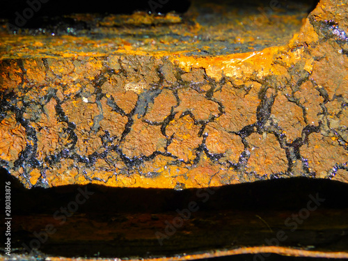 Rust on the iron, Close-up rust on metal multi color for texture.