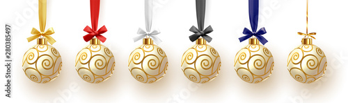 Christmas decorative balls, Xmas baubles realistic isolated. Vector illustration