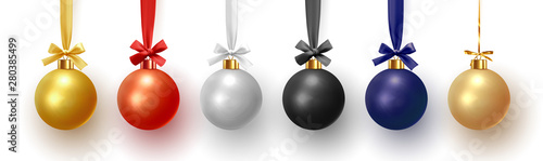 Christmas decorative balls, Xmas baubles realistic isolated. Vector illustration