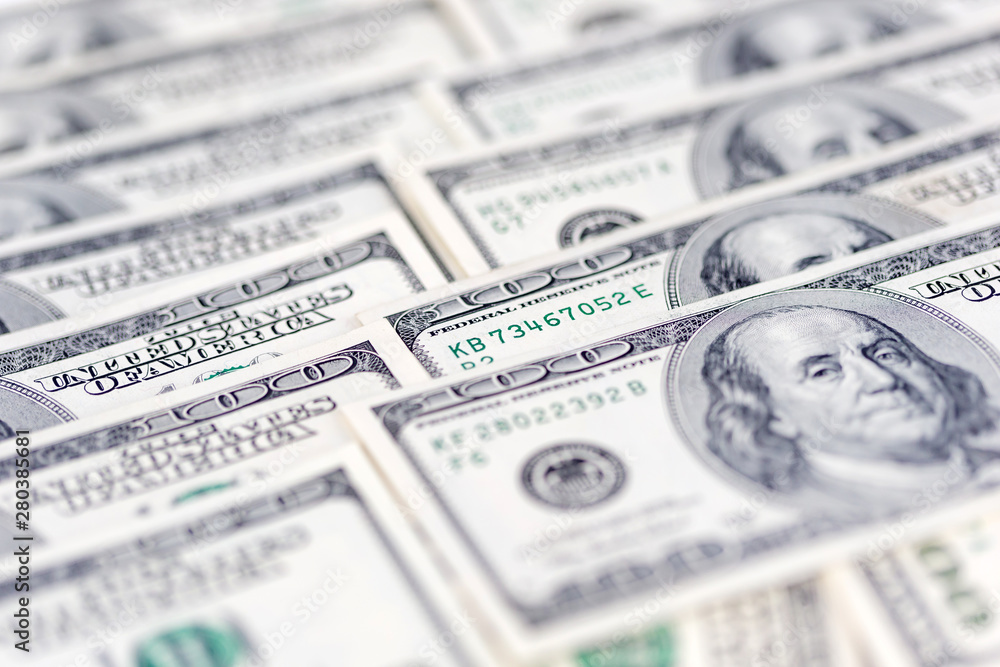 US dollars, banknotes of hundred dollar bills, closeup US dollars, banknotes of hundred dollar bills, closeup