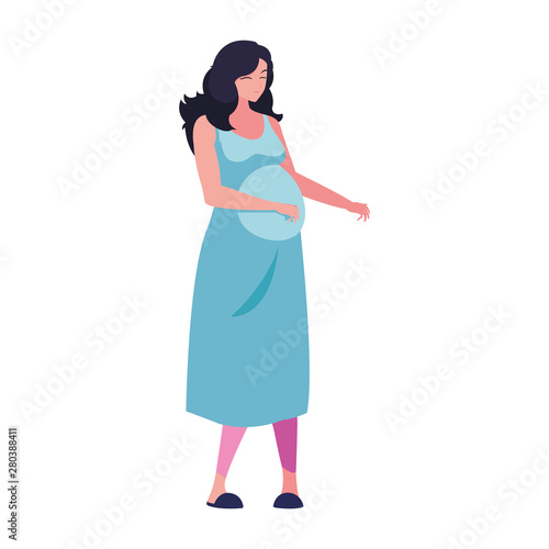 pregnant woman touching her belly