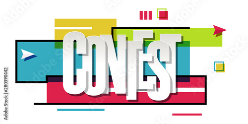 Illustration of "Contest" word on colorful background