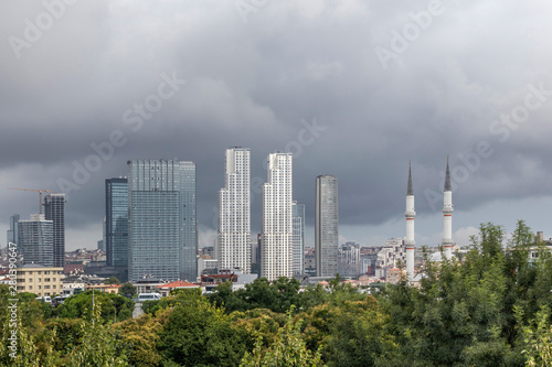 Mosque and Skyscrapers before the rain, sisli, istanbul